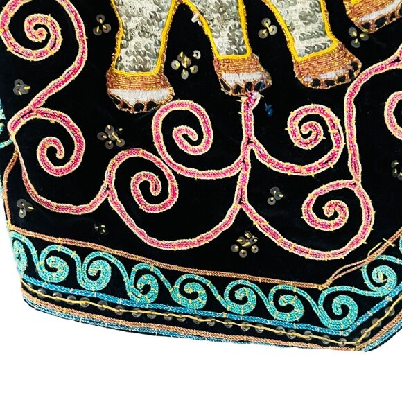 Vtg Rico International Vest Sequined Elephant Boho Womens M/L Festival Beaded - Picture 6 of 13